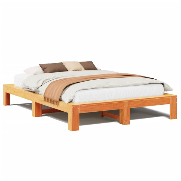 vidaXL Cadre de lit sans matelas cire marron 140x190cm bois pin massif