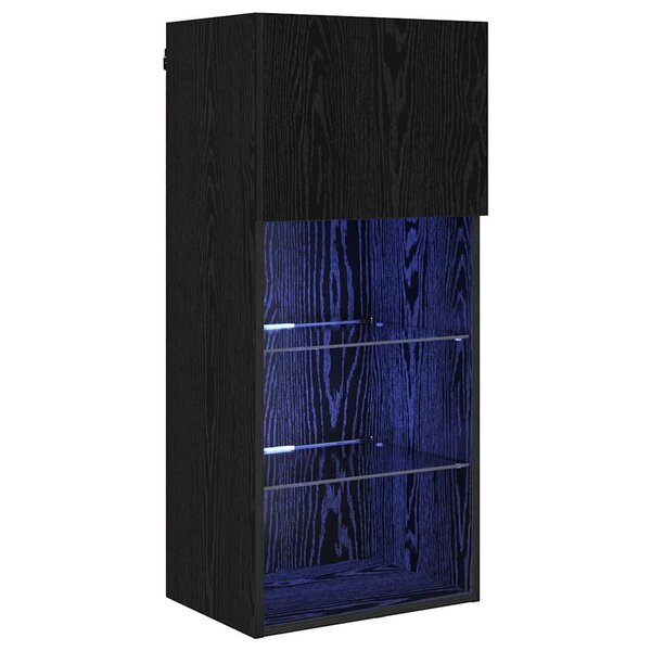 vidaXL Meuble TV mural Chêne noir 40 5 x 30 x 90 cm Bois d'ingénierie