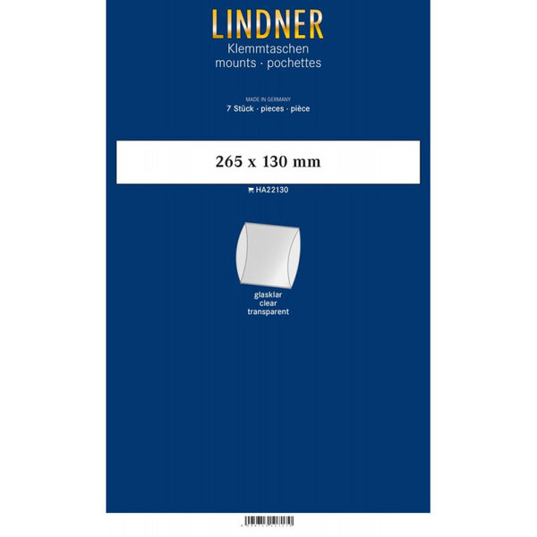 Bandes double soudure 265 x 130 mm pour blocs  carnets de timbres. Fond - Transparent