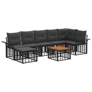 vidaXL Ensemble de canapés d'extérieur 8 Pièces Noir et Gris foncé