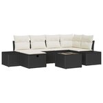 vidaXL Ensemble de canapé de jardin 7 Pièces Noir 55 x 62 x 69 cm