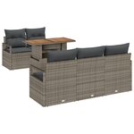 vidaXL Ensemble de canapé de jardin 6 pièces avec coussins gris en poly rotin acacia
