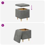 vidaXL Pouf de rangement Gris foncé 40 x 40 x 45 cm Velours