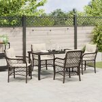 vidaXL Ensemble de salle à manger de jardin 5 pièces avec coussins Marron Rattan Poly