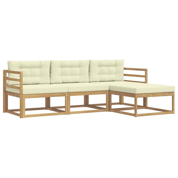 vidaXL Ensemble de canapés d'extérieur 4 pc Blanc et crème Polyester