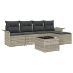 vidaXL Ensemble de canapé de jardin de 6 pièces avec coussins gris poly rotin