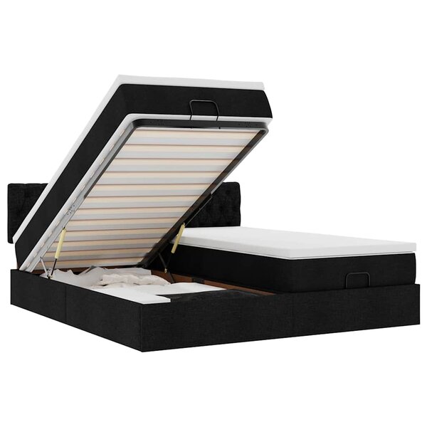VidaXL Cadre de lit ottoman avec matelas noir 160x200 cm tissu