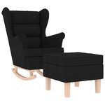 vidaXL Chaise à bascule avec repose-pied Noir Tissu