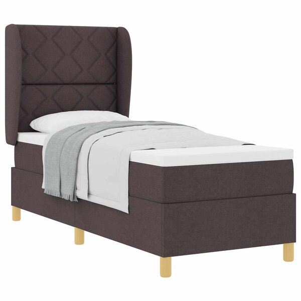 vidaXL Lit à ressorts avec matelas gris foncé 90x190 cm Marron foncé