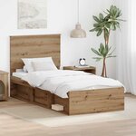 vidaXL Cadre de lit Chêne artisan 90 x 190 cm Bois de pin massif