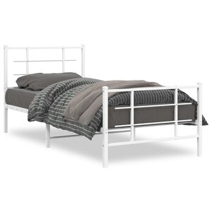 vidaXL Cadre de lit métal avec tête de lit/pied de lit blanc 90x200 cm