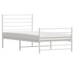vidaXL Cadre de lit métal sans matelas et pied de lit blanc 100x190 cm