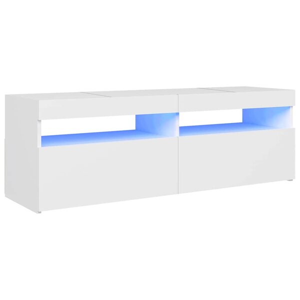vidaXL Meuble TV avec lumières LED blanc 120x35x40 cm