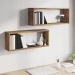 vidaXL Étagères murales cube 2 Pièces Chêne fumé 60x15x23 cm Bois