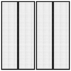 vidaXL Rideaux de porte anti-insectes 2 Pièces et aimants noir 220x100 cm