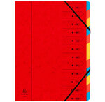 Trieur agrafé 24 x 32 cm avec élastiques 12 compartiments Rouge x 8 EXACOMPTA