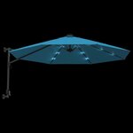 vidaXL Parasol mural avec LED bleu mer 290 cm
