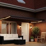 vidaXL Store rétractable manuel avec LEDs Marron et anthracite 4 × 3 m