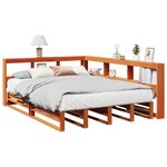 vidaXL Lit bibliothèque sans matelas cire marron 160x200 cm pin massif