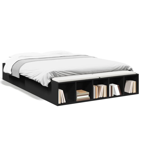 vidaXL Cadre de lit sans matelas noir 140x190 cm