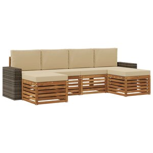 vidaXL Ensemble de canapés d'extérieur 6 pc Naturel et Beige