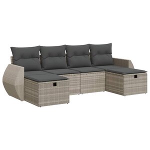 vidaXL Salon de jardin 6 Pièces avec coussins gris clair résine tressée