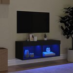 vidaXL Meuble TV avec lumières LED noir 80x30x30 cm