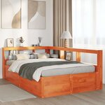 vidaXL Lit bibliothèque sans matelas cire marron 120x200 cm pin massif