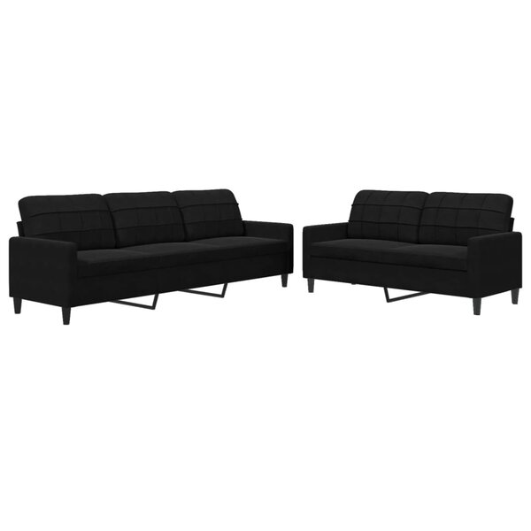 vidaXL Ensemble de canapés 2 Pièces avec coussins Noir Velours