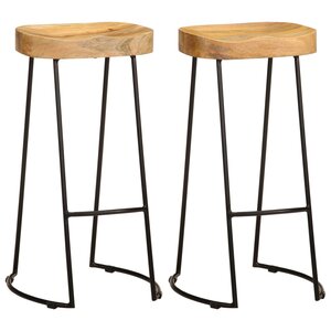 vidaXL Tabourets de bar lot de 2 bois de manguier massif