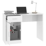 vidaXL Bureau avec tiroir et armoire Blanc brillant 100x40x73 cm