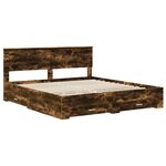 vidaXL Cadre de lit Chêne fumé 200 x 200 cm Bois d'ingénierie