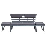 vidaXL Banc de jardin avec coussins 2-en-1 190 cm Gris Bois d'acacia