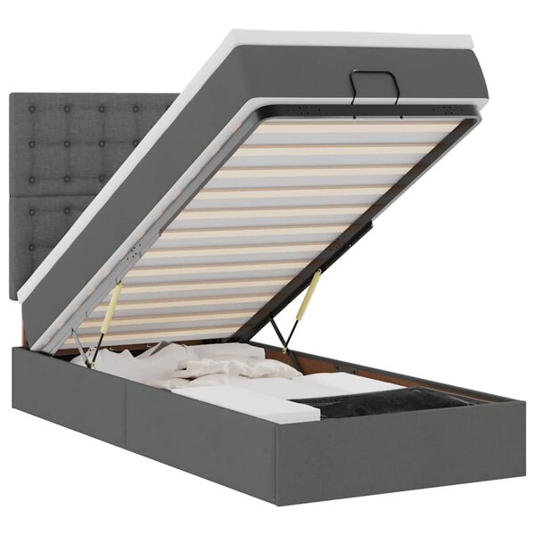 vidaXL Lit ottoman avec matelas gris foncé 90x200 cm tissu