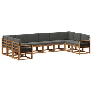 vidaXL Ensemble de canapés d'extérieur 10 pc Naturel et Anthracite