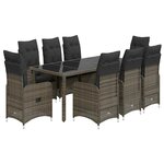 vidaXL Ensemble de bistro de jardin 9 Pièces coussins gris poly rotin
