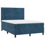 vidaXL Sommier à lattes de lit matelas et LED Bleu foncé 140x200 cm