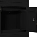 Armoire de bureau avec casier et 3 étagères réglables 90 x 40 x 180 cm design moderne en acier noir 02_0046913