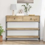 vidaXL Table Console avec tiroir chêne artisanal 100 x 25 x 75 cm