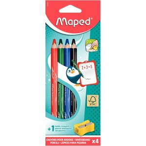 Etui de 4 crayons effaçable Markerpeps assortis + 1 taille crayon