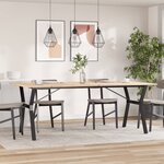 vidaXL Table à manger cadre en Y 200x100x75cm bois de pin massif acier