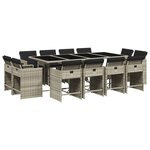 vidaXL Ensemble à manger de jardin et coussins 13 Pièces gris clair rotin