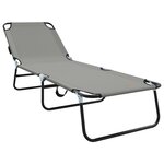 vidaXL Chaise longue pliante 2 Pièces portable en tissu Oxford gris 600D