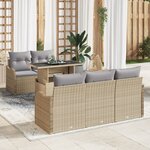 Ensemble de canapé de jardin 6 pièces avec coussins beige en résine poly