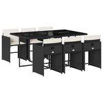 vidaXL Ensemble à manger de jardin coussins 7Pièces Noir Résine tressée