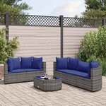 vidaXL Salon de jardin 6 Pièces avec coussins gris résine tressée