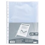 Sachet De 50 Pochettes Perforées Polypropylène Grainé 38 Microns - A4 - Cristal Translucide - X 20 - Exacompta
