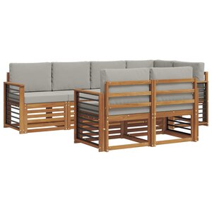 vidaXL Ensemble de canapés d'extérieur 7 pc Gris Naturel et Clair