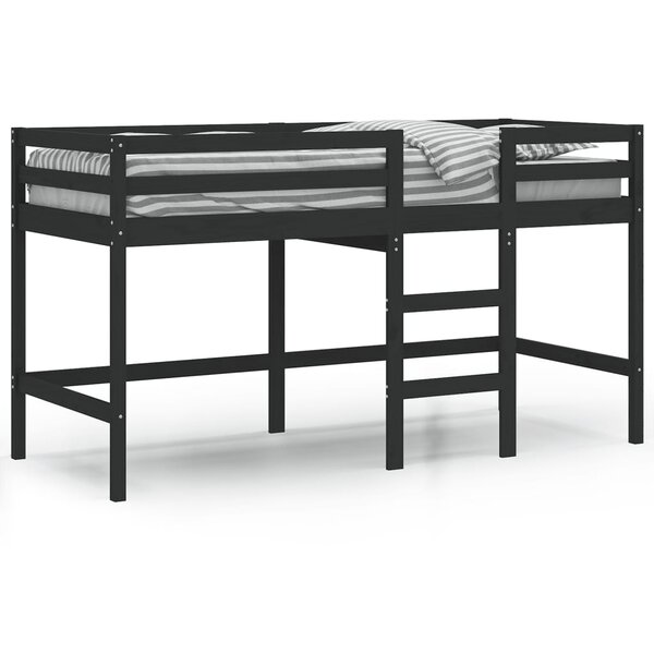 vidaXL Lit mezzanine d'enfants sans matelas avec échelle noir 90x200cm
