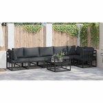 vidaXL Ensemble de canapé de jardin avec coussin 6 Pièces Noir Aluminium